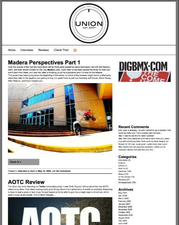 BMX Union Original Website