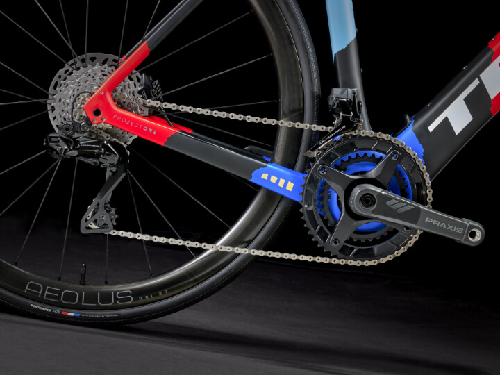 drivetrain on a trek domane e-road bike